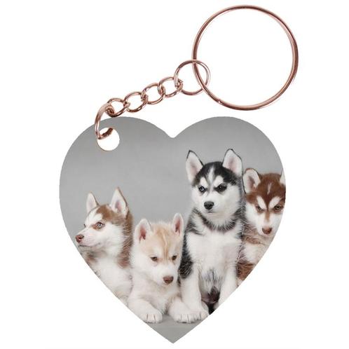 Sleutelhanger hartje 5x5cm - Husky Pups in Diverse Kleuren N, Verzamelen, Sleutelhangers, Nieuw, Ophalen of Verzenden