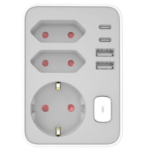 Technik stekker 3-voudig + 2x USB-C + 2x USB-A + schakelaar, Huis en Inrichting, Lampen | Overige, Nieuw, Ophalen of Verzenden