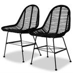 vidaXL Eetkamerstoelen 2 st natuurlijk rattan zwart, Verzenden, Nieuw, Zwart