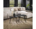 Salontafel Ontario set van 3 vierhoekig metallic - zwart, Huis en Inrichting, Tafels | Salontafels, Ophalen of Verzenden, Nieuw