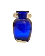 Vaas met dubbele oren - Handmade - Glas - Cobalt Blauw, Antiek en Kunst