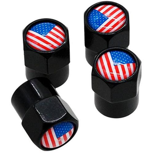 TT-products ventieldoppen aluminium Amerikaanse vlag zwart 4, Auto diversen, Auto-accessoires, Ophalen of Verzenden