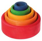 Grimms - Houten regenboog stapelbakjes (5 stuks) - Grimms, Nieuw