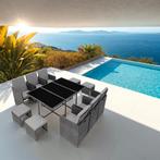 Wicker zitgroep Malaga 6+4+1 met beschermhoes - grijs, Verzenden, Nieuw