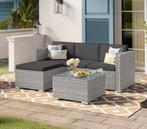 Nieuwe 3-Delige Rotan Loungeset – Hoekbank, Tafel, Kussens, Tuin en Terras, 4 zitplaatsen, Bank, Nieuw, Tuinset