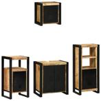 vidaXL Badkamermeubelset met plank 4 pcs Bruin Massief Mango, Verzenden, Nieuw