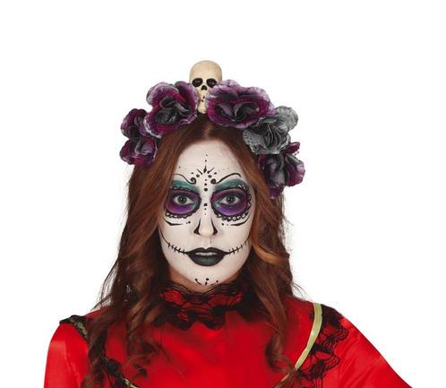 Halloween Tiara Bloemen Grijs, Hobby en Vrije tijd, Feestartikelen, Nieuw, Verzenden
