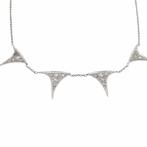 Halsketting - 18 karaat Witgoud - goud en diamanten, Sieraden, Tassen en Uiterlijk, Kettingen, Nieuw