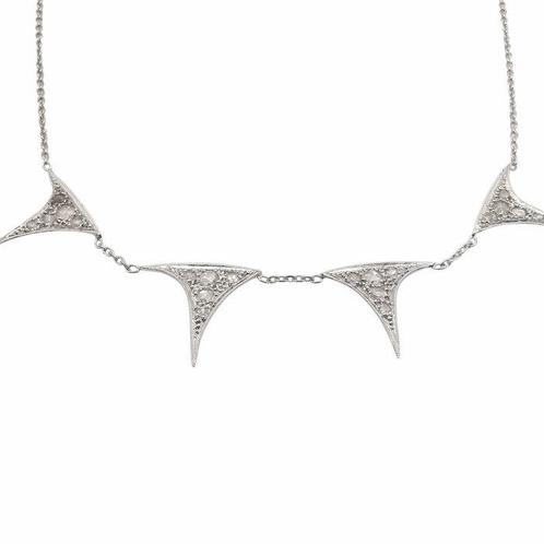 Halsketting - 18 karaat Witgoud - goud en diamanten, Sieraden, Tassen en Uiterlijk, Kettingen