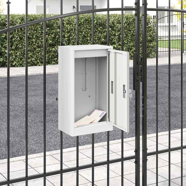 vidaXL Brievenbus met opslag met de deur Wit 30 x 20 x 55 cm, Tuin en Terras, Brievenbussen, Nieuw, Verzenden