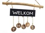 Hanger met schijfjes 50x35 cm Welkom thuis natural / black, Ophalen of Verzenden, Nieuw