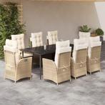 vidaXL 9-delige Tuinset met kussens poly rattan beige, Tuin en Terras, Nieuw, 8 zitplaatsen, Tuinset, Verzenden