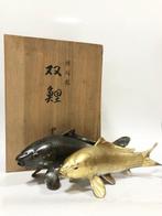 Pair of Koi Fish Sculpture “Sri” - sculptuur Brons -, Antiek en Kunst