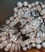 Broche - 19.2 kt. Geel goud, Zilver - 7.06ct. tw. Diamant, Sieraden, Tassen en Uiterlijk, Antieke sieraden