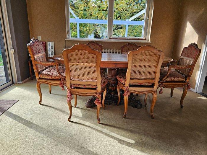 Eetkamerstoel (6) - klassiek hout - hout gestoffeerd -, Antiek en Kunst, Curiosa en Brocante