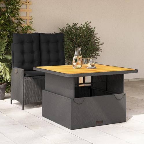 vidaXL 2-delige Tuinset met kussens poly rattan zwart, Tuin en Terras, Tuinsets en Loungesets, Tuinset, Nieuw, 2 zitplaatsen, Rotan
