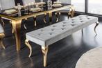 Design bank MODERN BAROK 175cm grijs fluweel goud roestvrij, Ophalen of Verzenden, Nieuw