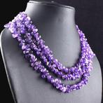 Mooie 3-draads amethistketting handgemaakt met, Verzamelen, Mineralen en Fossielen