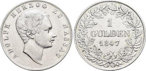 Gulden 1847 Nassau Adolph 1839-1866, Postzegels en Munten, Munten | Europa | Niet-Euromunten, Verzenden