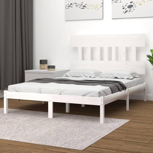 vidaXL Bedframe massief hout wit 120x200 cm, Huis en Inrichting, Slaapkamer | Bedden, 120 cm, 200 cm, Wit, Twijfelaar, Nieuw, Hout