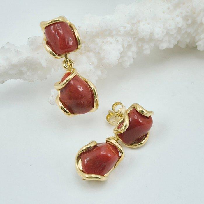 Bloedkoraal - Zilver, Verguld - Oorbellen - CORALLO, Antiek en Kunst, Curiosa en Brocante