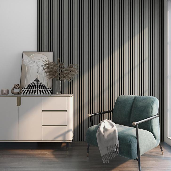 Akoestisch Wandpaneel Vang set van 8 mdf 5,76 m² eiken licht, Doe-het-zelf en Verbouw, Platen en Panelen, Verzenden