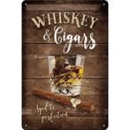 Metalen muurplaatje Whisky and Cigars 20 x 30 cm - Metalen.., Hobby en Vrije tijd, Verzenden, Nieuw