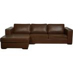 Leren hoekbank Fine - 2,5 zits arm rechts + longchair links, Huis en Inrichting, Banken | Bankstellen, 250 tot 300 cm, Hoekbank