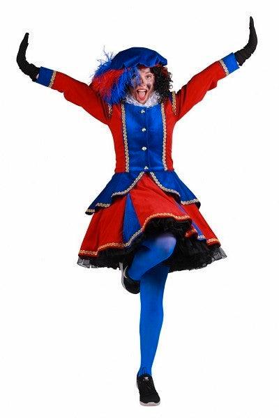 Zwarte Piet Dame Madrid Rood-Blauw - L, Diversen, Sinterklaas, Verzenden