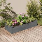 Plantenbak verhoogd met voering 120x45x25 cm vurenhout grijs, Huis en Inrichting, Verzenden, Nieuw