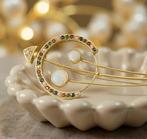 Broche - 18 karaat Geel goud Diamant (Natuurlijk) - Saffier