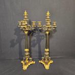 Kandelaber (2) - Brons, Marmer - Zeer zeldzame kandelaars