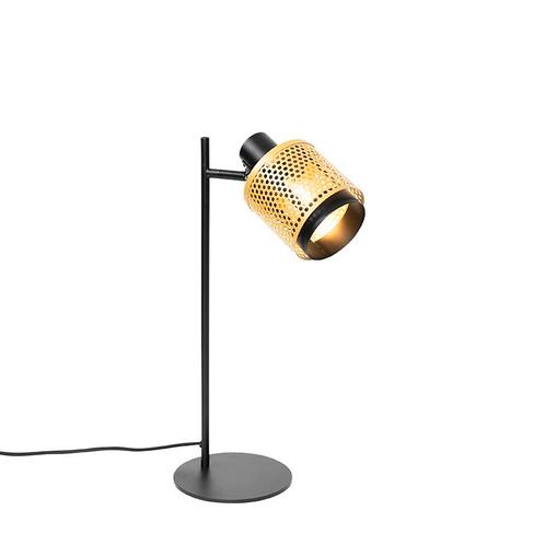 Industriële tafellamp zwart met goud - Kayden, Huis en Inrichting, Lampen | Tafellampen, Nieuw, Overige materialen, Minder dan 50 cm