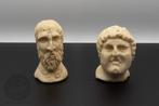 Twee replicas van een oude Romein Marmer Portret - 7.5 cm