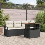 vidaXL Tuin Sofa Set met opslag 5 pcs Zwart Poly riet, Verzenden, Nieuw, Rotan