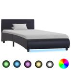 vidaXL Bedframe met LED kunstleer zwart 90x200 cm, Overige materialen, 90 cm, Eenpersoons, Verzenden