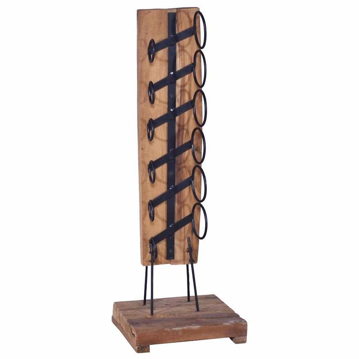 vidaXL Wijnrek voor 6 flessen 35x35x100 cm massief teakhout, Huis en Inrichting, Woonaccessoires | Wijnrekken, Nieuw, Verzenden