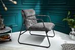 Retro fauteuil MUSTANG LOUNGER grijs fluwelen woonkamerstoel, Huis en Inrichting, Slaapkamer | Bedden, Ophalen of Verzenden, Nieuw