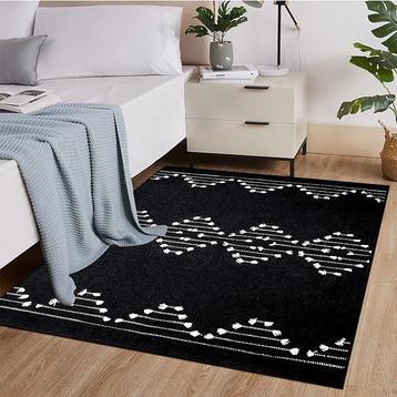 McEu Boho zwart en wit tapijt woonkamer 120 x 180 cm,