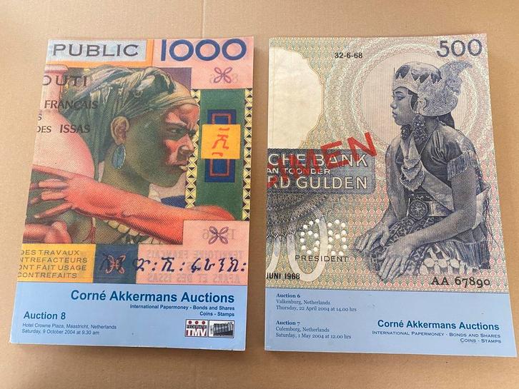 2 Veilingcatalogussen - Papier- en Muntgeld + Waardepapieren, Postzegels en Munten, Munten en Bankbiljetten | Toebehoren, Boek of Naslagwerk