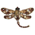 Fako Bijoux® - Broche - Libelle - XXL - 67x94mm - Goud/Bruin, Sieraden, Tassen en Uiterlijk, Broches, Verzenden, Nieuw