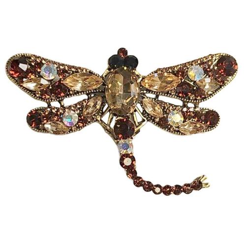 Fako Bijoux® - Broche - Libelle - XXL - 67x94mm - Goud/Bruin, Sieraden, Tassen en Uiterlijk, Broches, Verzenden