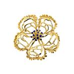 Gouden broche als bloem met emaille (vintage) (vintage), Sieraden, Tassen en Uiterlijk, Broches, Ophalen of Verzenden, Gebruikt