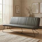 Smile - Toledo leer Antraciet, Huis en Inrichting, Banken | Bankstellen, 150 tot 200 cm, Nieuw, Ophalen of Verzenden, Rechte bank