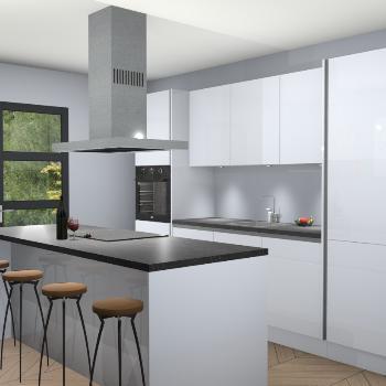 Witte hoogglans greeploze keuken Lima 18464, Huis en Inrichting, Keuken | Complete keukens, Verzenden