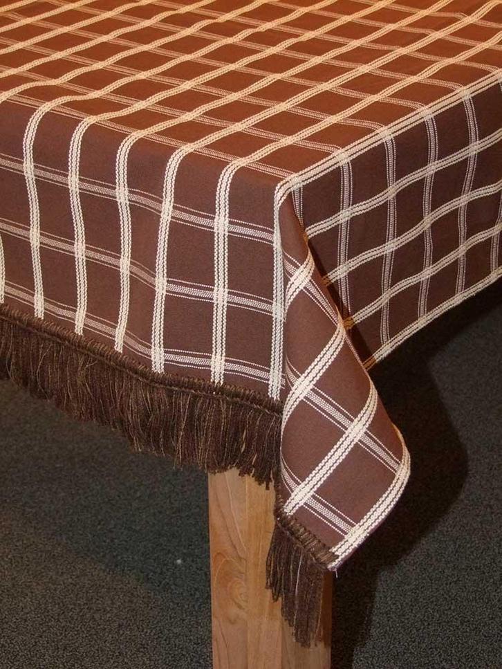 Tafellaken Party - 135 x 220 cm bruin creme geruit - NIEUW, Huis en Inrichting, Tafelkleden, Binnen, Rechthoek, Nieuw, Ophalen of Verzenden