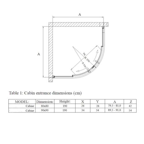 Aanbieding: Douchecabine BWS Ola 90x90x190 cm Kwartrond, Doe-het-zelf en Verbouw, Sanitair, Ophalen of Verzenden