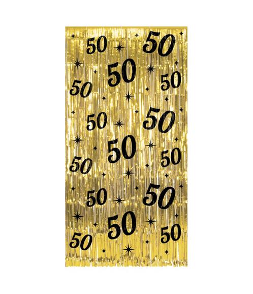 50 Jaar Deurgordijn Goud Zwart, Hobby en Vrije tijd, Feestartikelen, Nieuw, Verzenden