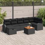 vidaXL 8-delige tuinset met kussens in zwart poly rattan, Verzenden, Nieuw, Rotan, Tuinset