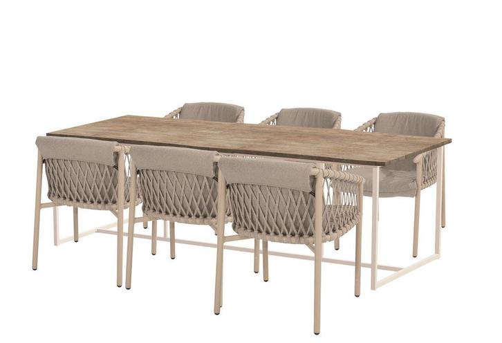 4 Seasons Outdoor Allora tuinset latte met Quatro tafel met, Tuin en Terras, Tuinsets en Loungesets, Ophalen of Verzenden